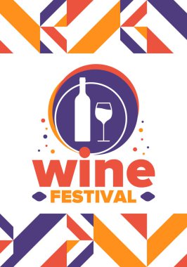 Wine Festival. For wine lovers. Wine tasting. Event for professionals in the wine industry. Winery, restaurants and bars. Trainings and master class for sommelier. Wineglass. Vector illustration