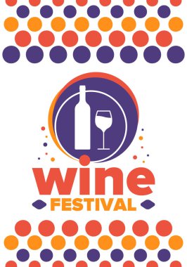 Wine Festival. For wine lovers. Wine tasting. Event for professionals in the wine industry. Winery, restaurants and bars. Trainings and master class for sommelier. Wineglass. Vector illustration