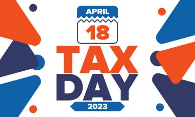 Ulusal Vergi Günü. Birleşik Devletler 'de federal vergi beyannamesi. Bireysel gelir iadelerinin federal hükümete iletilmesi gereken gün. Amerikan vatansever vektör posteri