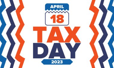 Ulusal Vergi Günü. Birleşik Devletler 'de federal vergi beyannamesi. Bireysel gelir iadelerinin federal hükümete iletilmesi gereken gün. Amerikan vatansever vektör posteri