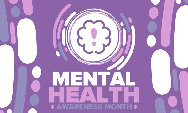 Mental Health Awareness Month in May. Annual campaign in United States. Raising awareness of mental health. Control and protection. Prevention campaign. Medical health care design. Vector illustration