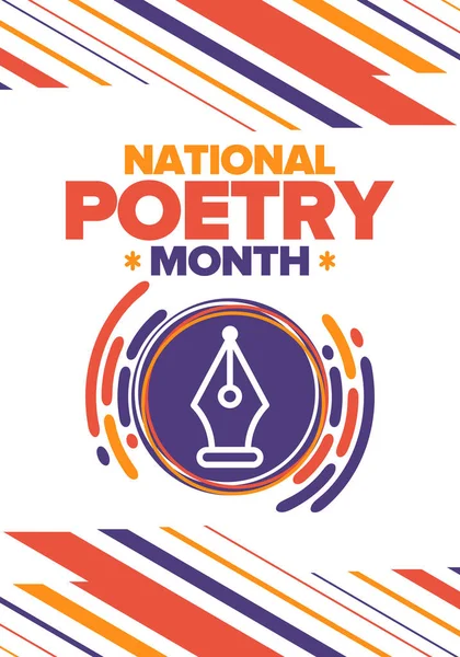 Εθνικό Μήνα Ποίησης Τον Απρίλιο Αφίσα Χειρόγραφα Γράμματα Φεστιβάλ Ποίησης — Διανυσματικό Αρχείο