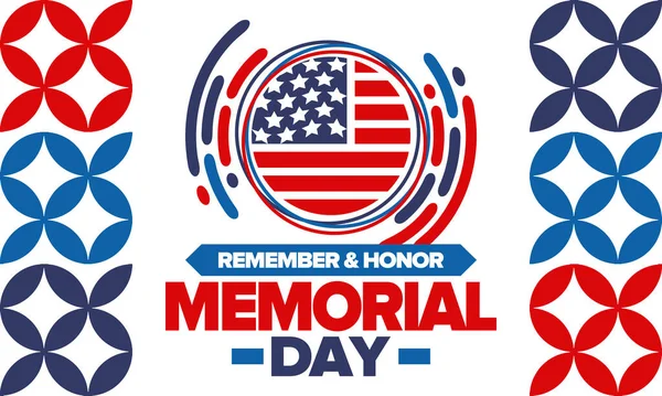 Memorial Day United States Remember Honor Federal Holiday Remember Honor — Stock Vector