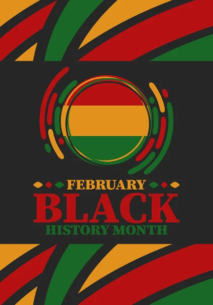 Şubat 'ta Siyahların Tarihi Ayı. Afrikalı Amerikan Kültür ve Tarihi. Amerika ve Kanada 'da yıllık kutlama. Ekim ayında İngiltere 'de. Vektör posteri, geleneksel süsleme