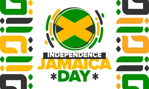 stock vector Jamaica Independence Day. Independence of Jamaica. Holiday, celebrated annual in August 6. Jamaica flag. Patriotic element. Poster, greeting card, banner and background. Vector illustration