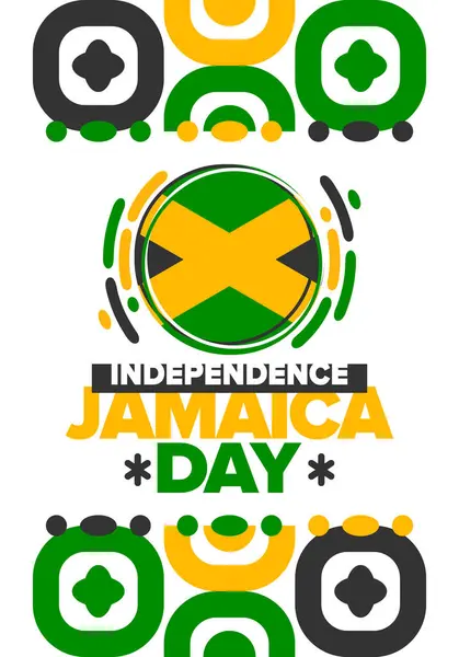 stock vector Jamaica Independence Day. Independence of Jamaica. Holiday, celebrated annual in August 6. Jamaica flag. Patriotic element. Poster, greeting card, banner and background. Vector illustration