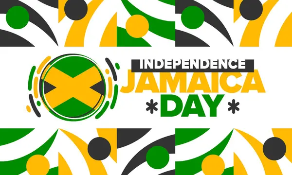 stock vector Jamaica Independence Day. Independence of Jamaica. Holiday, celebrated annual in August 6. Jamaica flag. Patriotic element. Poster, greeting card, banner and background. Vector illustration