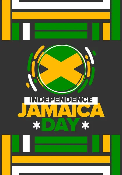 stock vector Jamaica Independence Day. Independence of Jamaica. Holiday, celebrated annual in August 6. Jamaica flag. Patriotic element. Poster, greeting card, banner and background. Vector illustration