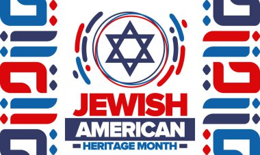 Jewish American Heritage Month. Jewish American contribution to the history United States. Celebrated annual in May. Star of David. Israel symbol. Vector poster, creative illustration clipart