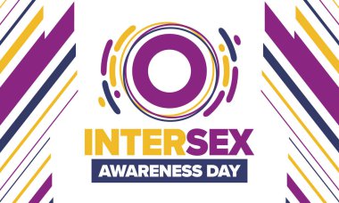 Cinsiyetler arası farkındalık günü. İnsan Hakları. Uluslararası gözlemlenen bir olay. Yıllığı 26 Ekim 'de kutlayın. Cinsiyetler arası insanlar topluluğu. Özgürlük ve dayanışma. Poster, kart, afiş ve geçmiş. Vektör