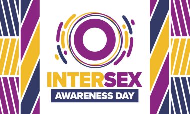 Cinsiyetler arası farkındalık günü. İnsan Hakları. Uluslararası gözlemlenen bir olay. Yıllığı 26 Ekim 'de kutlayın. Cinsiyetler arası insanlar topluluğu. Özgürlük ve dayanışma. Poster, kart, afiş ve geçmiş. Vektör