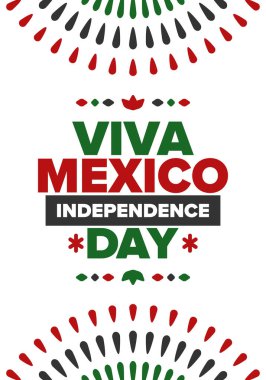 Yaşasın Meksika. Meksika Bağımsızlık Günü. İyi tatiller. Yıllığı 16 Eylül 'de kutlayın. Özgürlük günü. Vatansever Meksika tasarımı. Poster, kart, afiş, şablon, geçmiş. Vektör illüstrasyonu