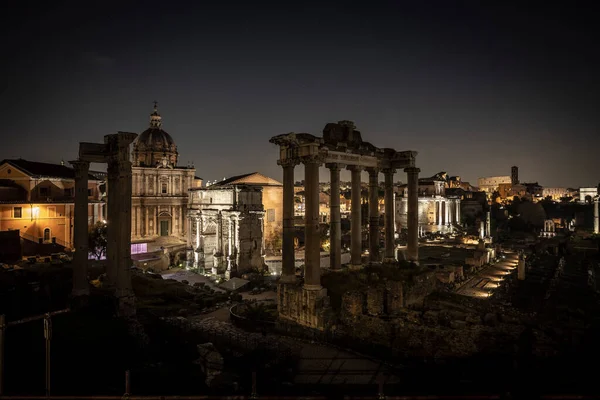 Ancient Forum Romanum Rome Italy Night — Stock Photo, Image