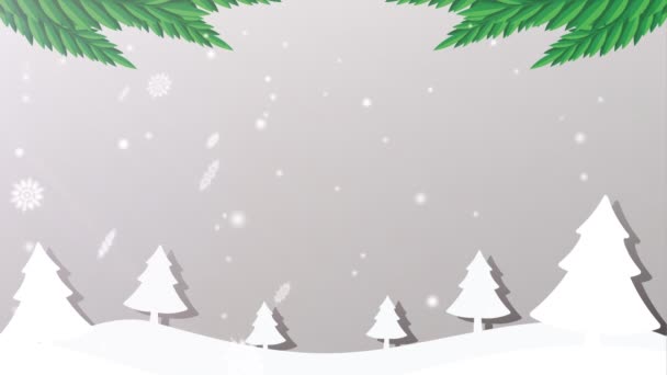 Веселий Різдвяний Відео Фон Розмитим Снігом Світлом — стокове відео