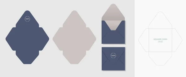 Luxury Envelope Die Cut Mock Template Vector Illustration 구경꾼 앞모습 스톡 벡터