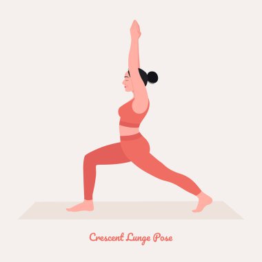Kadın illüstrasyonu yoga, Crescent Lunge Pozu