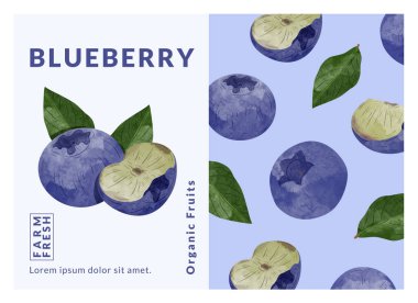 Yabanmersini ambalajı tasarım şablonları, suluboya biçim vektör çizimi. 