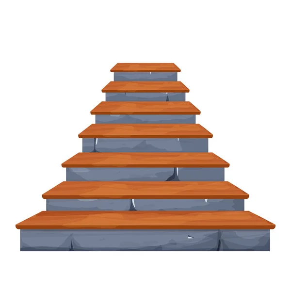 Stone Νεράιδα Σκάλες Ξύλινη Διακόσμηση Μεσαιωνική Αρχαία Αρχιτεκτονική Στυλ Κινουμένων — Διανυσματικό Αρχείο