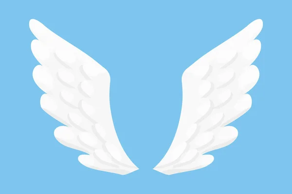 Ангельські Крила Білі Мультиплікаційному Стилі Ізольовані Синьому Фоні Елемент Дизайну — стоковий вектор