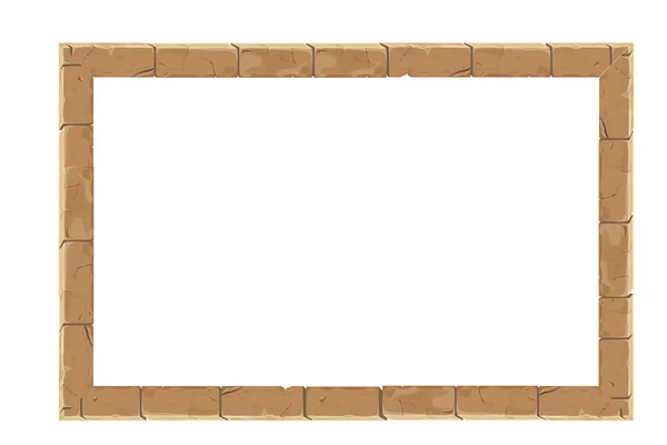 白い背景に隔離された漫画のスタイルで石レンガのフレームの国境古代中世 ゲームの装飾 メニュー ベクターイラスト — ストックベクタ
