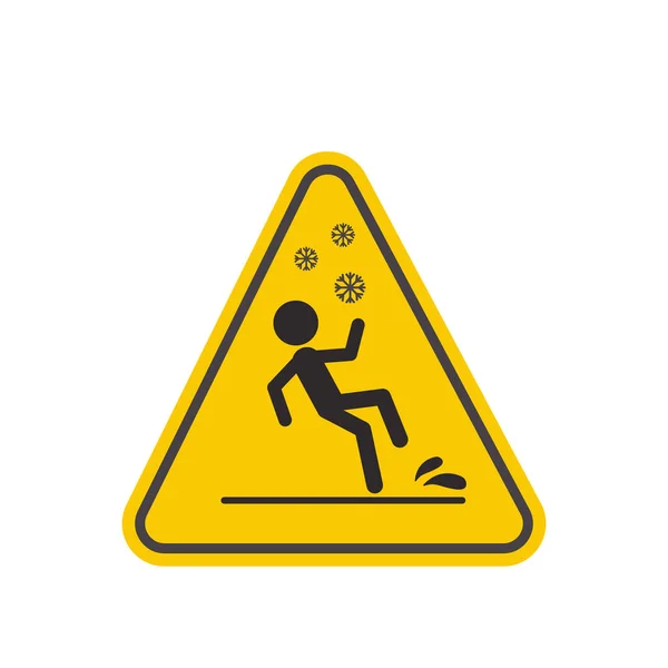 Unfallverhütung Vorsicht Glatteis Gelbes Dreieck Vorsicht Und Vorsicht Schild Warnsymbol — Stockvektor