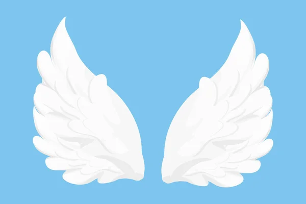 천사의 날개는 배경에 분리되어 양식으로 흰색이며 장식을 요소이다 일러스트 — 스톡 벡터