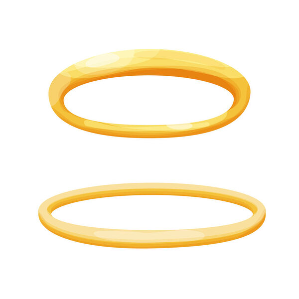 Set Angel golden nimbus shine halo in cartoon style isolated on white background. Magic ring, circle, aureole. Vector illustration