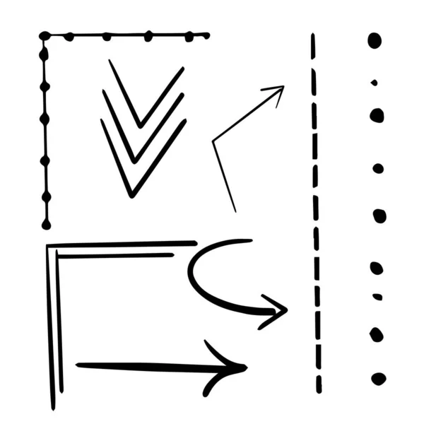 Définir Des Lignes Des Flèches Des Marques Dans Style Doodle — Image vectorielle