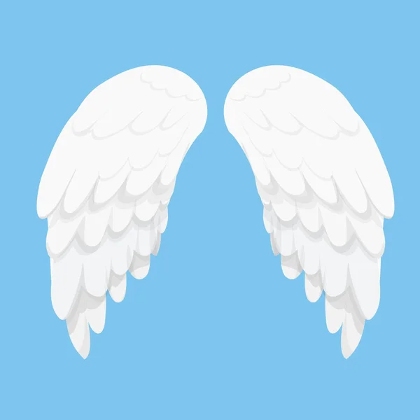 Angel Φτερά Λευκό Στυλ Κινουμένων Σχεδίων Που Απομονώνονται Μπλε Φόντο — Διανυσματικό Αρχείο