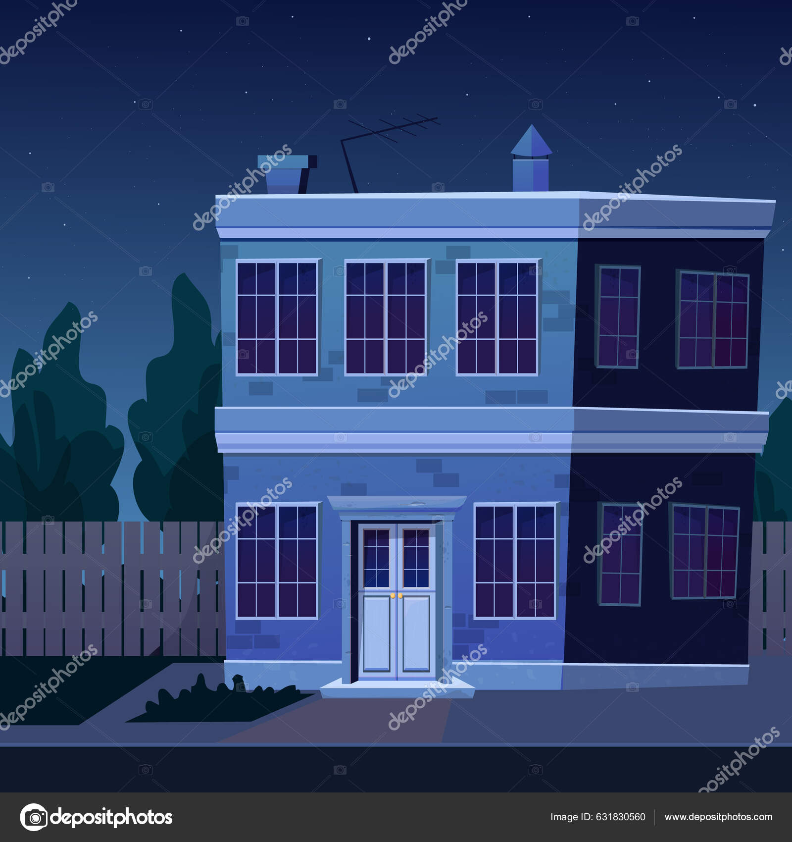 Νυχτερινό Κτίριο Διαμέρισμα Ώρα Συσκότισης Ακίνητα Σκοτεινή Εποχή Στυλ  Κινουμένων Διανυσματικό Αρχείο από ©sombrecanari631830560
