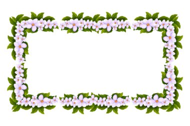 Çerçeve çiçekli köşe, çizgi film tarzında zarif dekorasyon, beyaz arka planda izole edilmiş sınır. - Evet. Vektör illüstrasyonu