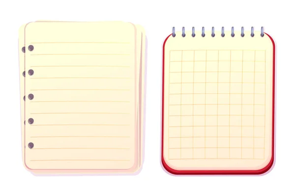 Set Notebook Empty Paper Notes Collection Journal Spiral Top View — Διανυσματικό Αρχείο
