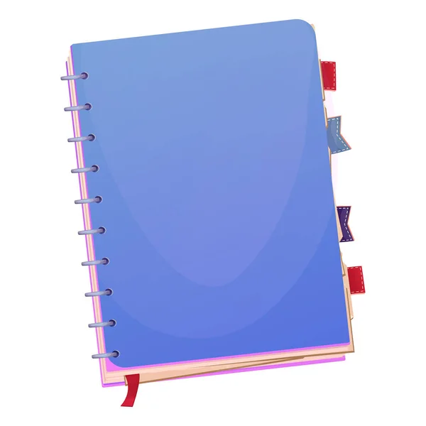 Notebook Closed Spiral Marks Top View Cartoon Style Isolated White — Image vectorielle