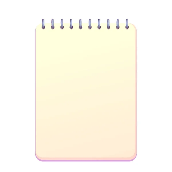 Notebook Empty Paper Notes Journal Spiral Top View Cartoon Style — Archivo Imágenes Vectoriales