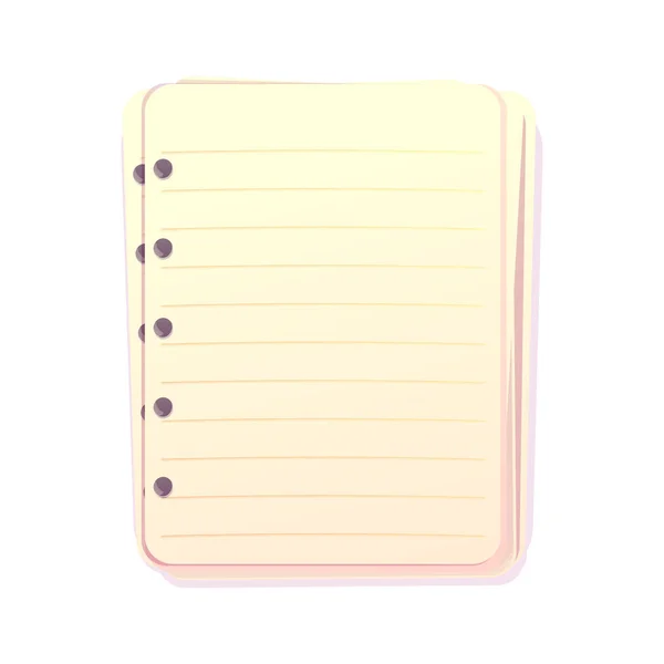 Notebook Empty Paper Notes Journal Spiral Top View Cartoon Style — Image vectorielle
