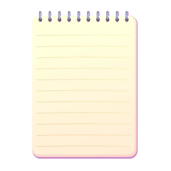 Notebook Empty Paper Notes Journal Spiral Top View Cartoon Style — Διανυσματικό Αρχείο