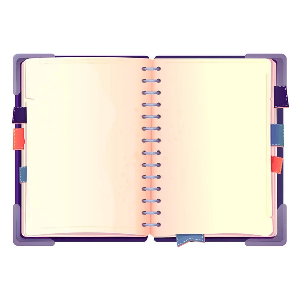 Diary Note Book Cartoon Style Top View Isolated White Background — Image vectorielle