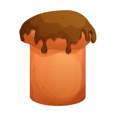 Panettone traditional cake in cartoon style isolated on white background. Vector illustration