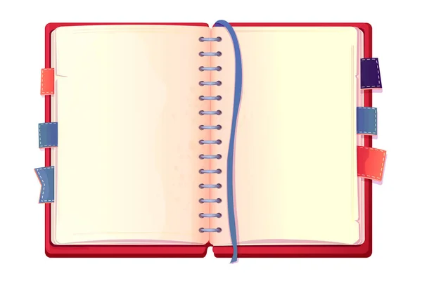 Diary Note Book Cartoon Style Top View Isolated White Background — Archivo Imágenes Vectoriales