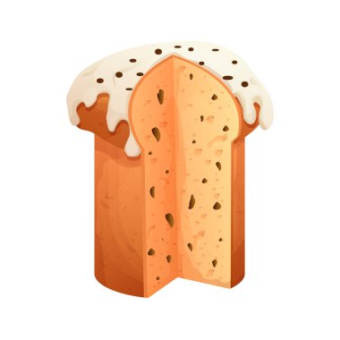 Panettone geleneksel pastası beyaz arka planda izole edilmiş çizgi film tarzında. Vektör illüstrasyonu