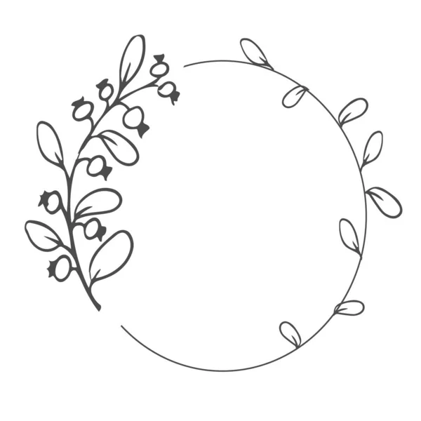 花波希米亚典雅的审美圆形框架与叶子的涂鸦风格孤立在白色的背景 矢量说明 — 图库矢量图片