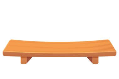 Ahşap masa geleneksel Japon tepsisi beyaz arka planda izole çizgi film tarzında boş mobilyalar. - Evet. Vektör illüstrasyonu