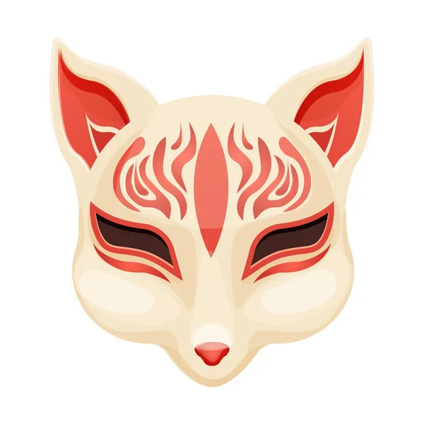 Kitsune Masque Folklorique Japonais Mythologie Asiatique Mascotte Renard Style Dessin — Image vectorielle