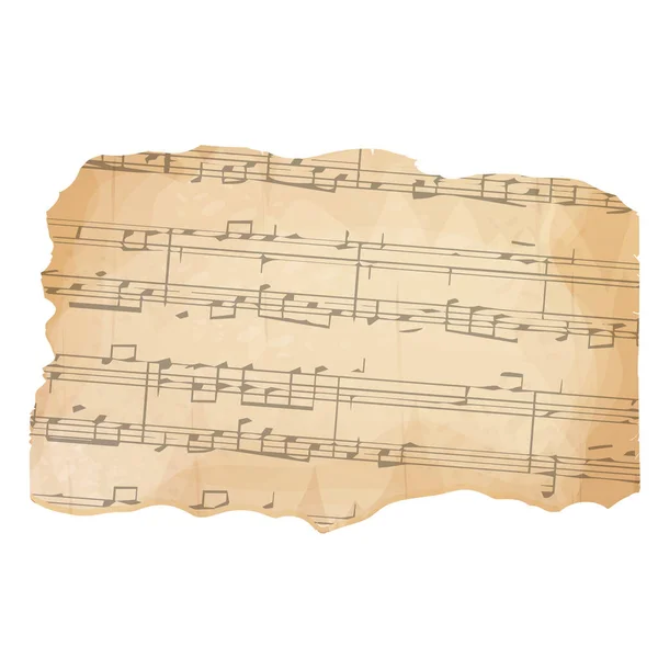 Χαρτί Περγαμηνής Παλιά Μουσική Μελωδία Φύλλο Λευκώματος Τραγουδιού Απομονωμένο Λευκό — Διανυσματικό Αρχείο