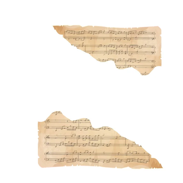 Papel Pergamino Con Melodía Música Antigua Hoja Álbum Recortes Canciones — Archivo Imágenes Vectoriales