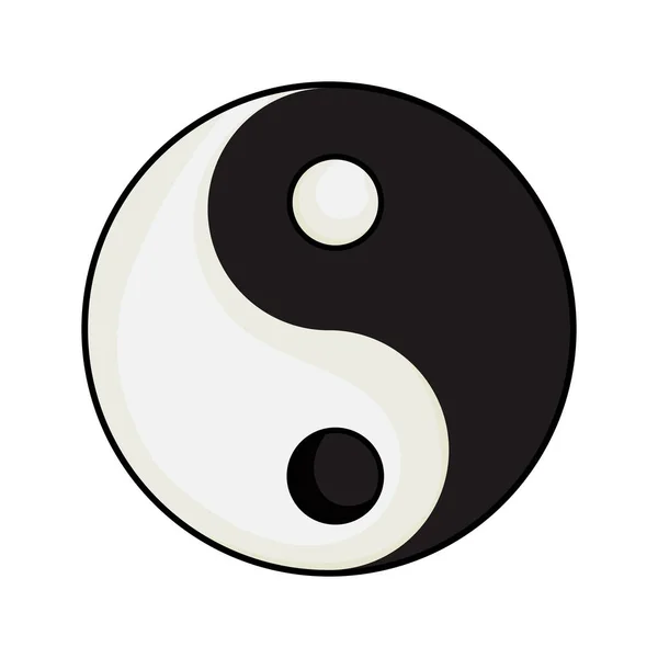 阴阳与影子圆的日本道教象征 能量符号在卡通风格上与白色背景隔离 矢量说明 — 图库矢量图片