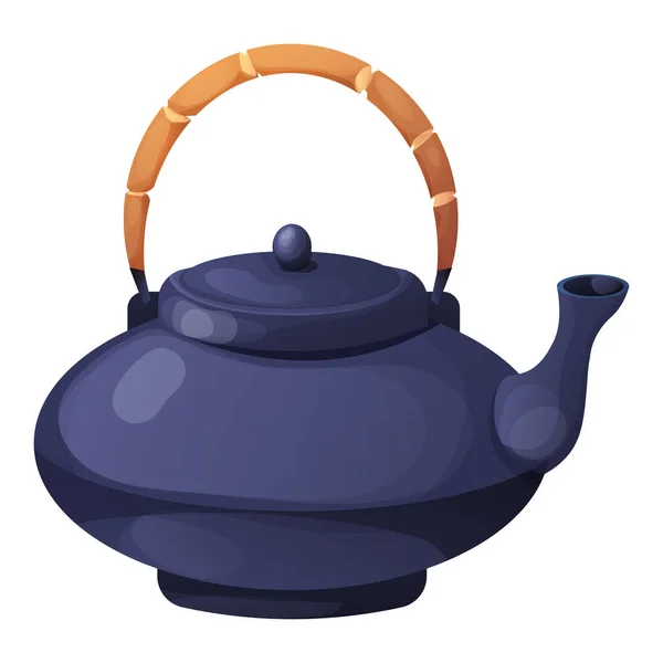 日本水壶 茶壶传统陶瓷 卡通风格 白色背景隔离 是的矢量说明 — 图库矢量图片