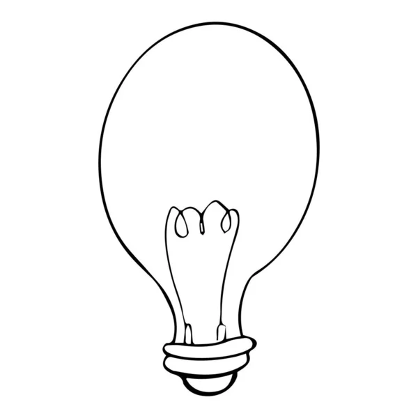 Gloeilamp Doodle Cartoon Komische Elektriciteit Geïsoleerd Witte Achtergrond Schets Icoon — Stockvector