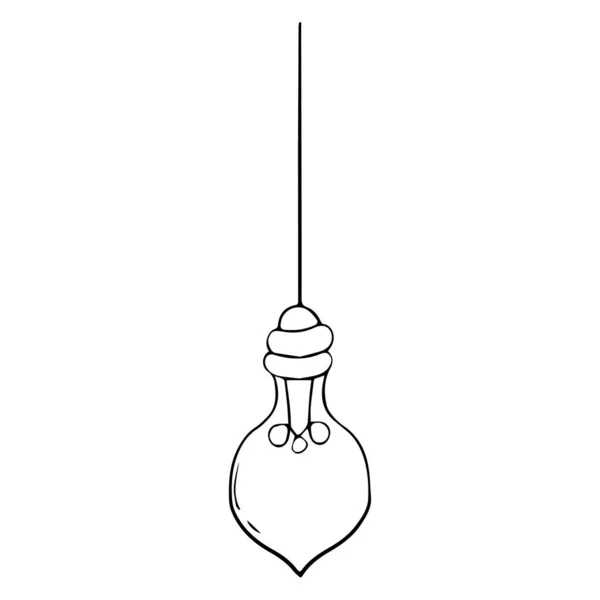 Žárovka Kreslený Komiks Elektřina Izolované Bílém Pozadí Skica Levá Ikona — Stockový vektor