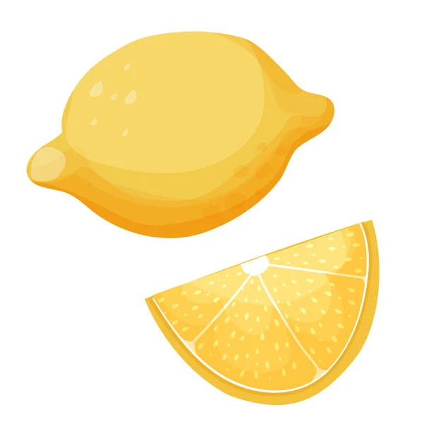 Färsk Citroncitrusfrukt Serietecknad Stil Isolerad Vit Bakgrund Vektorillustration — Stock vektor